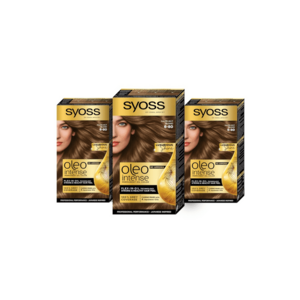 Pachet: 3 x Vopsea de par permanenta fara amoniac Color Oleo Intense - 7-58 Blond bej rece - 115 ml imagine