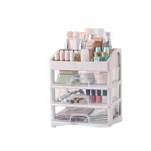 Organizator cu sertar pentru cosmetice - Plastic - Alb/Transparent imagine