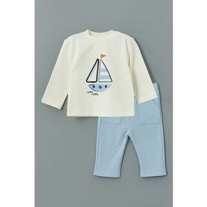 Set de bluza si pantaloni cu imprimeu nautic imagine