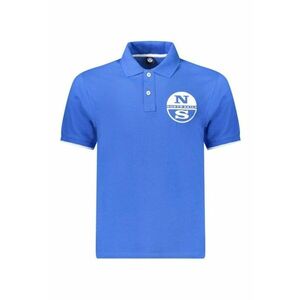 Tricou polo barbati - cu imprimeu cu logo - Regular fit - Albastru deschis imagine