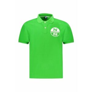 Tricou polo barbati - cu imprimeu cu logo - Regular fit - Verde deschis imagine