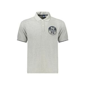 Tricou polo barbati - cu imprimeu cu logo - Regular fit - Gri deschis imagine