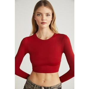 Bluza crop din amestec de bumbac imagine