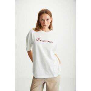 Tricou de bumbac cu broderie text imagine