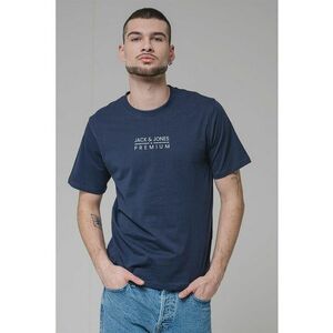 Tricou cu decolteu la baza gatului si imprimeu logo Blu Atlas imagine