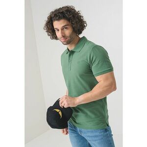 Tricou polo de bumbac cu logo brodat mic imagine