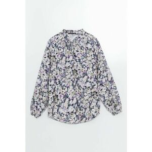 Bluza cu model floral si snururi la gat imagine