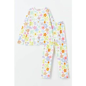 Pijama din bumbac cu model floral imagine