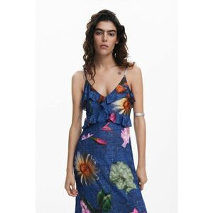 Rochie cu volane - model floral si terminatie asimetrica imagine