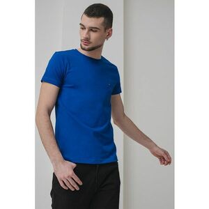 Tricou slim fit de bumbac organic cu decolteu la baza gatului si imprimeu logo imagine