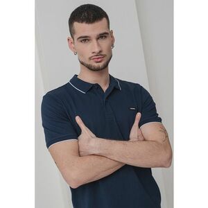 Tricou polo slim fit din material pique imagine