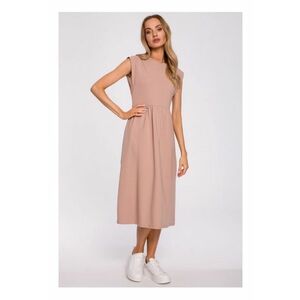 Rochie midi cu maneci impodobite - mocha - imagine