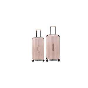 Set trolere BZ 5790 - ABS - 4 roti cu sistem de franare - cifru TSA - 2 piese - rose imagine