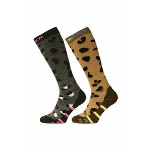 Sosete Ladies Ski Socks Animal - Pachet Dublu - Maro/Negru imagine