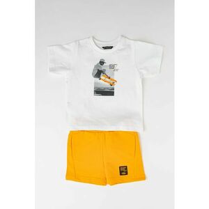 Set de tricou de bumbac cu decolteu la baza gatului si pantaloni scurti - 2 piese imagine