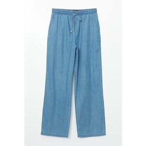 Pantaloni din material chambray cu croiala dreapta imagine