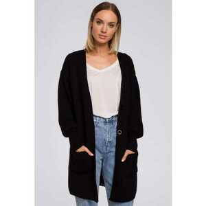 Cardigan cu buzunare aplicate - Negru - imagine