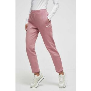 Hummel pantaloni de trening din bumbac culoarea roz, neted imagine