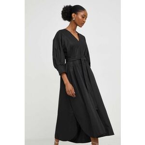 Answear Lab rochie din bumbac culoarea negru, midi, evazati imagine