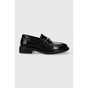 Karl Lagerfeld mocasini de piele Payton femei, culoarea negru, cu toc plat, KL41420A imagine