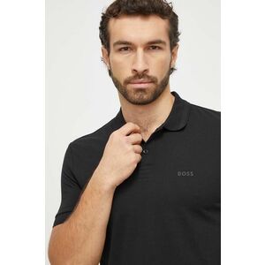 BOSS Green polo de bumbac culoarea negru, neted imagine