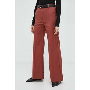 Weekend Max Mara pantaloni de lână culoarea roșu, evazați, high waist 2415130000000 imagine