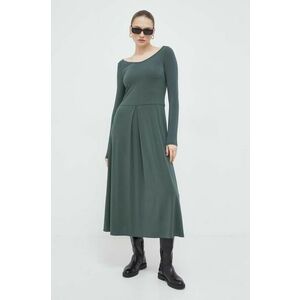 Rochie midi, de culoare verde, cu maneca lunga imagine