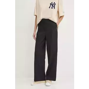 adidas Originals pantaloni de bumbac Chino Pant culoarea negru, lat, high waist, IK5998 imagine