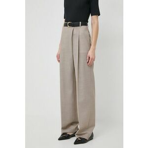 BOSS pantaloni de lână drept, high waist 50505608 imagine