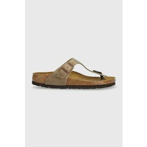 Birkenstock slapi de piele Gizeh femei, culoarea maro, cu toc plat imagine