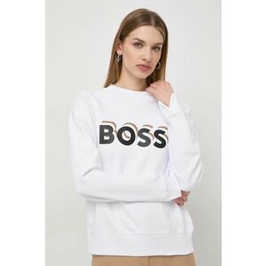 BOSS hanorac de bumbac femei, culoarea alb, cu imprimeu 50508499 imagine