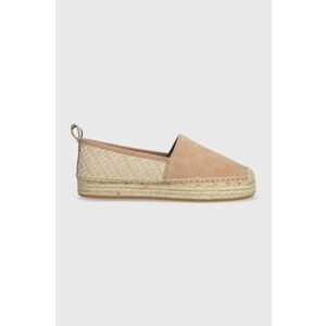 BOSS espadrile din piele intoarsa Madeira culoarea bej, cu platforma, 50516701 imagine