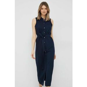 Lacoste rochie culoarea albastru marin, midi, mulata imagine