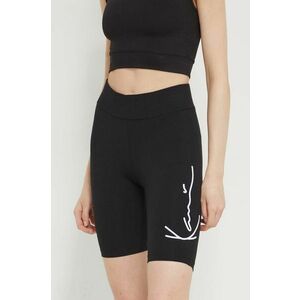 Karl Kani pantaloni scurti femei, culoarea negru, cu imprimeu, high waist imagine