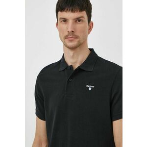 Barbour polo de bumbac culoarea negru, neted imagine