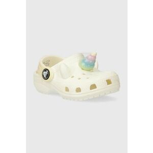 Crocs slapi copii CLASSIC IAM RAINBOW UNICORN CLOG culoarea bej imagine