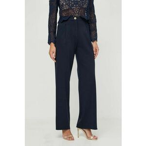 Marella pantaloni femei, culoarea bleumarin, lat, high waist 2413780000000 imagine