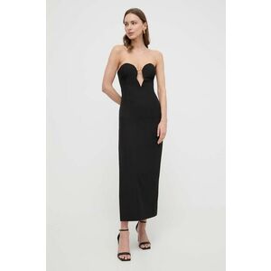 Bardot rochie culoarea negru, midi, mulata imagine