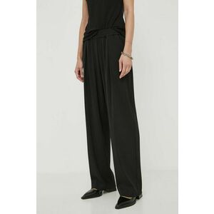 Samsoe Samsoe pantaloni femei, culoarea negru, lat, high waist imagine