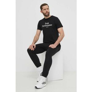 Peak Performance tricou din bumbac barbati, culoarea negru, cu imprimeu imagine