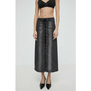 Résumé fustă din denim AntoniaRS Skirt culoarea negru, midi, evazată, 20891136 imagine