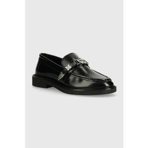 Steve Madden mocasini de piele Lazarus femei, culoarea negru, cu toc plat, SM11002944 imagine