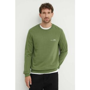 A.P.C. hanorac de bumbac sweat item barbati, culoarea verde, neted, COFBQ-H27608 imagine