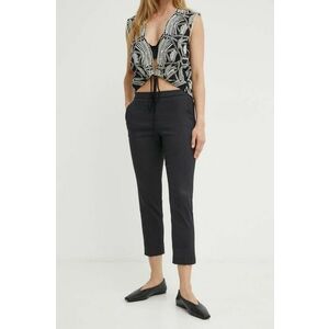 Theory pantaloni din in culoarea negru, mulata, high waist imagine