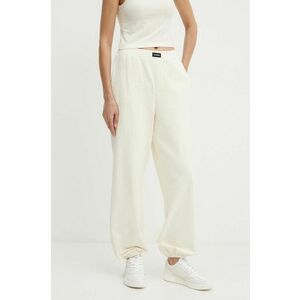 Karl Lagerfeld pantaloni de trening din bumbac culoarea bej, neted, 245W2113 imagine