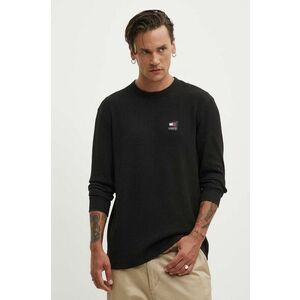 Tommy Jeans longsleeve barbati, culoarea negru, cu imprimeu, DM0DM18652 imagine