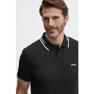 BOSS Green tricou polo barbati, culoarea negru, cu imprimeu imagine