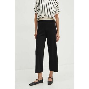 Max Mara Leisure pantaloni femei, culoarea negru, drept, high waist, 2426336017600 imagine