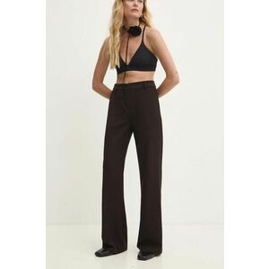 Answear Lab pantaloni femei, culoarea maro, lat, high waist imagine