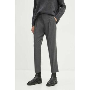 Weekend Max Mara pantaloni de lana culoarea gri, drept, high waist, 2425136132600 imagine